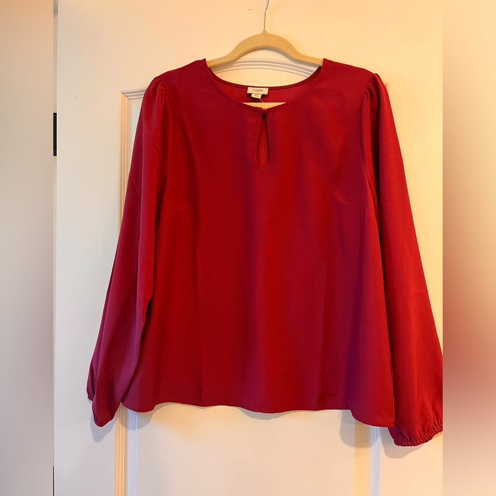 J.Crew cranberry key hole blouse